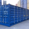 Seecontainer 45 Fuß High Cube, blau, mit mehreren Seitentüren
